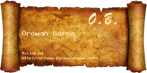 Orowan Borsa névjegykártya